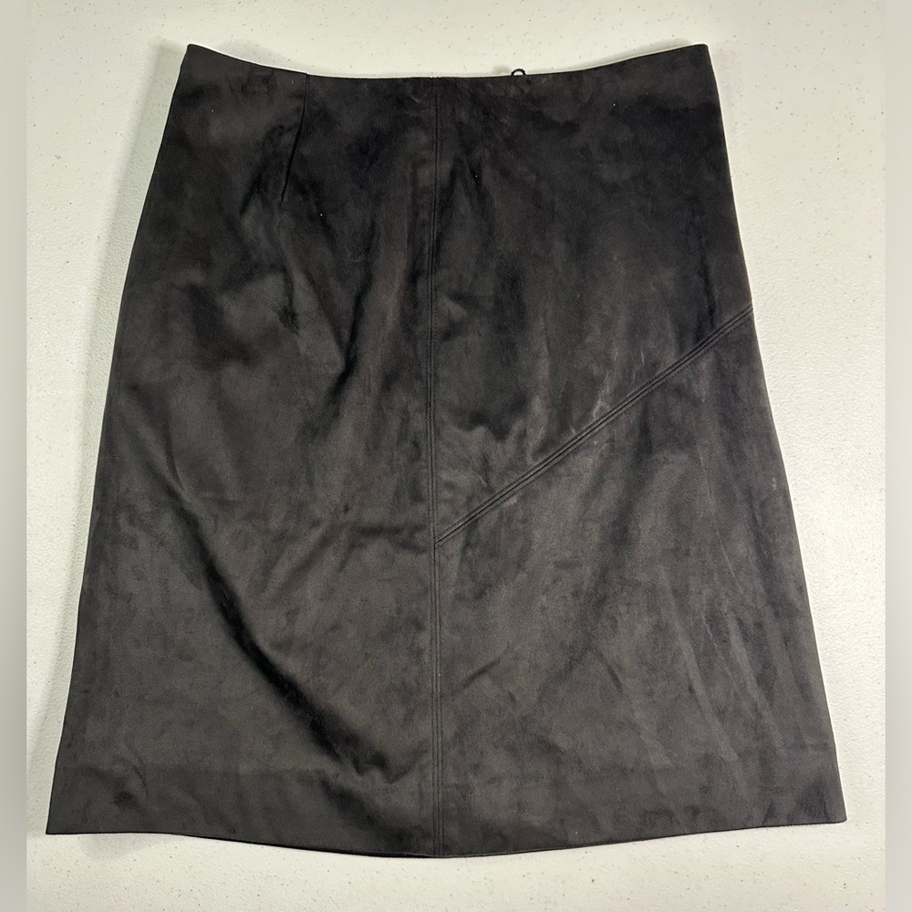 J.Crew Black Faux Suede A-Line Skirt Asymmetrical Seam Size 6 F5023 FA16